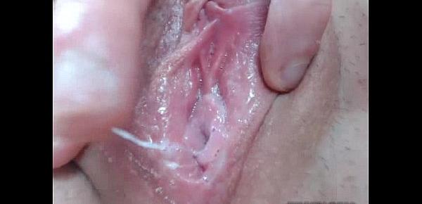  Hairy wet pussy closeup